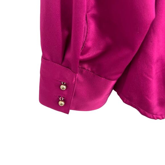 Coldwater Creek Sz Large 14 Formal Silky Dinner Fuchsia Blouse Shirt Top Mature - Picture 5 of 6